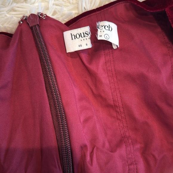 NWOT HOUSE OF CB Solaine Wine Red Velvet Long Sleeves Corset Midi Dress sz L - Picture 11 of 12